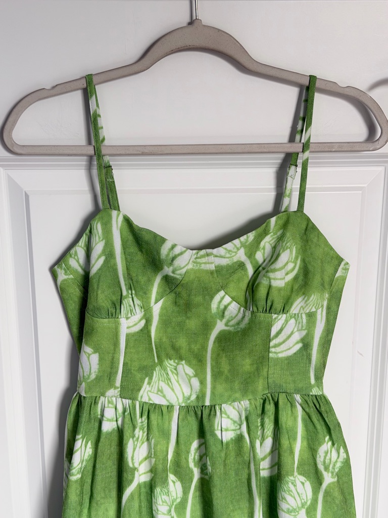 Rihoas Lime Green Floral Patterned Midi Dress Sizer Medium 39605 — image 4 of 8